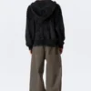 Boxy Knitted Hairy Zip Hoodie – Black Boxy Knitted Hairy Zip Hoodie – Black