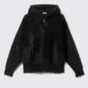 Boxy Knitted Hairy Zip Hoodie – Black Boxy Knitted Hairy Zip Hoodie – Black