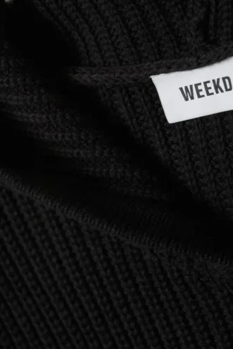 Boxy Knitted Hoodie – Black