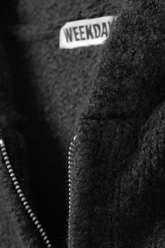 Boxy Knitted Zip Hoodie – Dark Grey