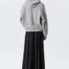 Boxy Laser-Cut Zip Hoodie – Grey Melange