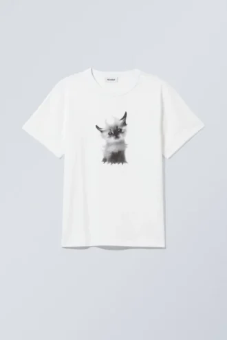 Boxy Lightweight Graphic T-Shirt – Kitty Cat Meow