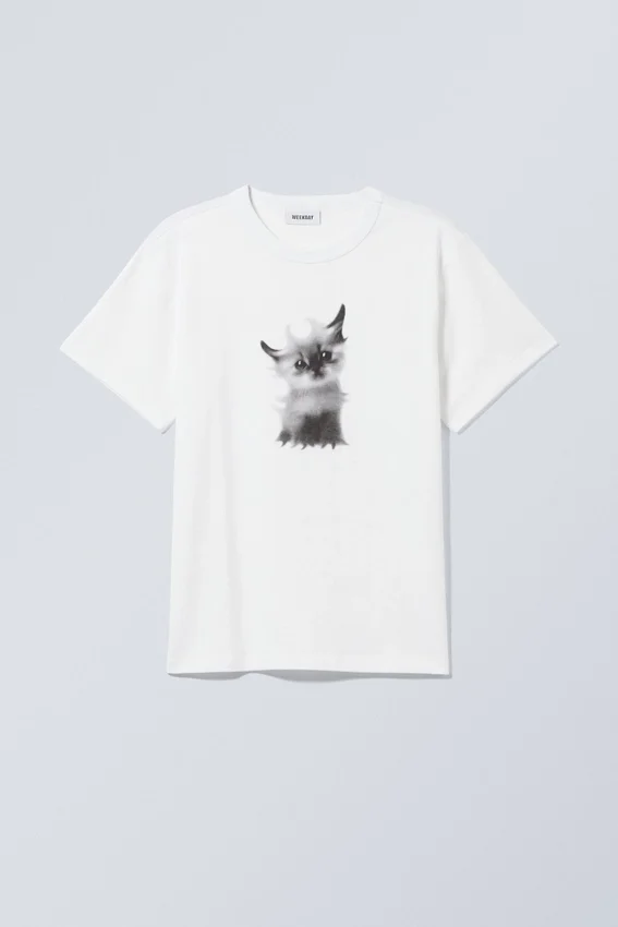 Boxy Lightweight Graphic T-Shirt – Kitty Cat Meow Boxy Lightweight Graphic T-Shirt – Kitty Cat Meow