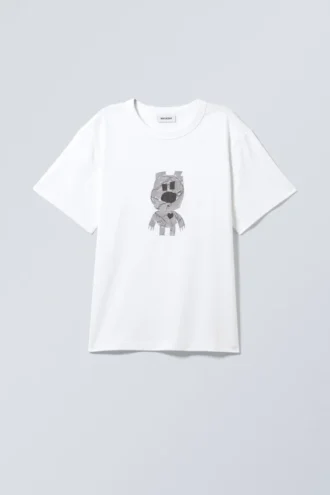 Boxy Lightweight Graphic T-Shirt – White – Duct Tape Bear