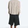Boxy Long-Sleeved Cotton Poplin Shirt – Beige Check Boxy Long-Sleeved Cotton Poplin Shirt – Beige Check