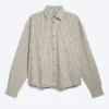 Boxy Long-Sleeved Cotton Poplin Shirt – Beige Check Boxy Long-Sleeved Cotton Poplin Shirt – Beige Check