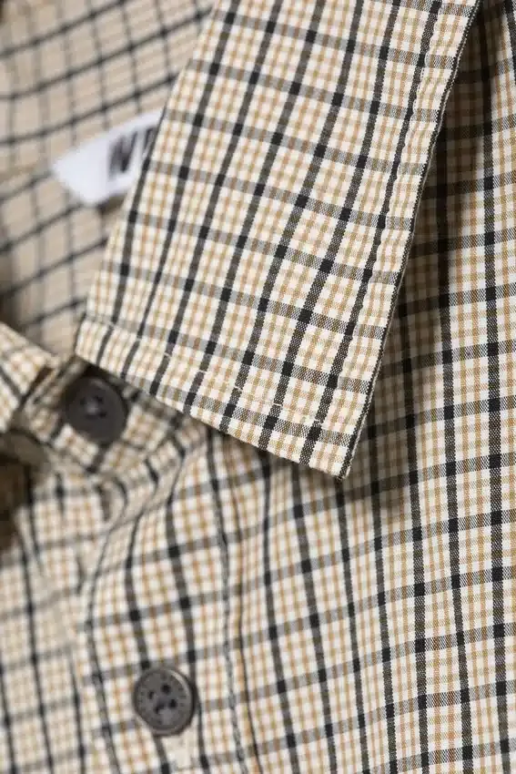 Boxy Long-Sleeved Cotton Poplin Shirt – Beige Check Boxy Long-Sleeved Cotton Poplin Shirt – Beige Check