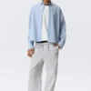 Boxy Long-Sleeved Cotton Poplin Shirt – Checked Blue Boxy Long-Sleeved Cotton Poplin Shirt – Checked Blue