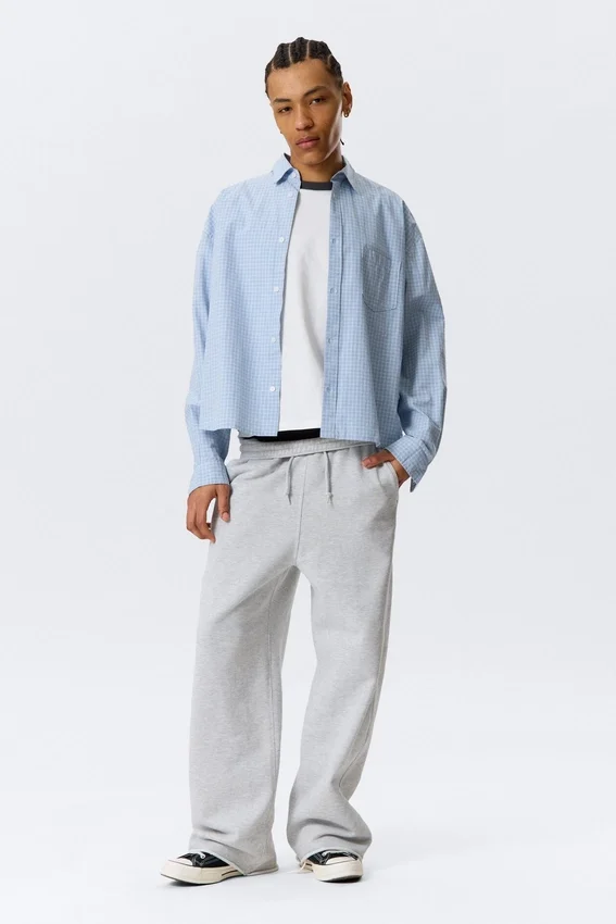 Boxy Long-Sleeved Cotton Poplin Shirt – Checked Blue Boxy Long-Sleeved Cotton Poplin Shirt – Checked Blue