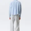 Boxy Long-Sleeved Cotton Poplin Shirt – Checked Blue Boxy Long-Sleeved Cotton Poplin Shirt – Checked Blue
