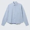 Boxy Long-Sleeved Cotton Poplin Shirt – Checked Blue Boxy Long-Sleeved Cotton Poplin Shirt – Checked Blue