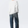 Boxy Long-Sleeved Henley T-Shirt – White Boxy Long-Sleeved Henley T-Shirt – White