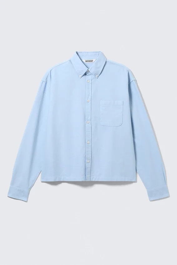 Boxy Long-Sleeved Oxford Shirt – Light Blue Boxy Long-Sleeved Oxford Shirt – Light Blue
