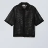 Boxy Mesh Short Sleeve Shirt – Black Boxy Mesh Short Sleeve Shirt – Black