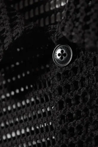 Boxy Mesh Short Sleeve Shirt – Black