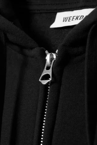 Boxy Midweight Zip Hoodie – Black