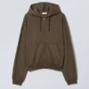 Boxy Midweight Zip Hoodie – Dark Brown Boxy Midweight Zip Hoodie – Dark Brown
