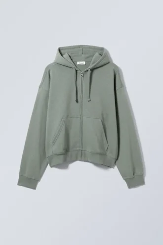 Boxy Midweight Zip Hoodie – Dusty Grey