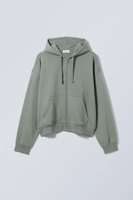 Boxy Midweight Zip Hoodie – Dusty Grey Boxy Midweight Zip Hoodie – Dusty Grey