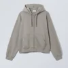 Boxy Midweight Zip Hoodie – Dusty Grey Boxy Midweight Zip Hoodie – Dusty Grey