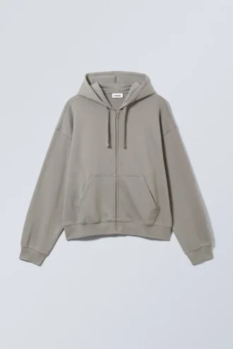 Boxy Midweight Zip Hoodie – Dusty Grey