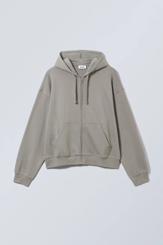 Boxy Midweight Zip Hoodie – Dusty Grey Boxy Midweight Zip Hoodie – Dusty Grey