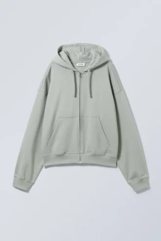 Boxy Midweight Zip Hoodie – Dusty Grey