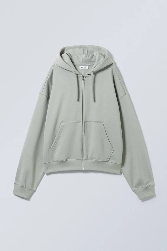 Boxy Midweight Zip Hoodie – Dusty Grey Boxy Midweight Zip Hoodie – Dusty Grey