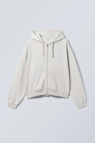 Boxy Midweight Zip Hoodie – Light Dusty Grey