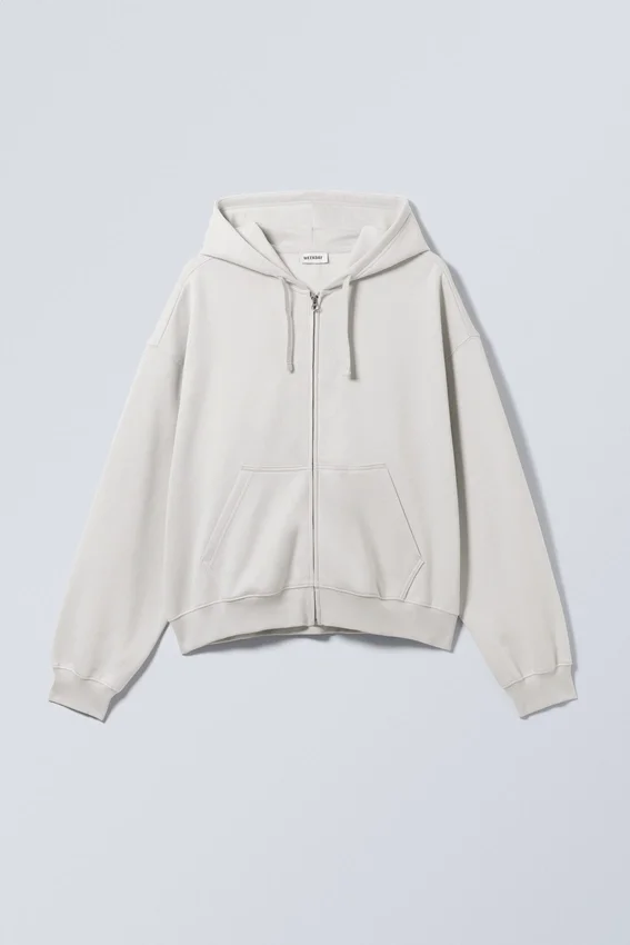 Boxy Midweight Zip Hoodie – Light Dusty Grey Boxy Midweight Zip Hoodie – Light Dusty Grey