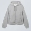 Boxy Midweight Zip Hoodie – Light Grey Melange Boxy Midweight Zip Hoodie – Light Grey Melange