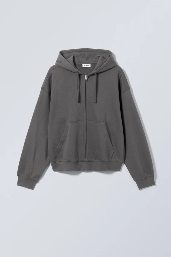 Boxy Midweight Zip Hoodie – off Black Boxy Midweight Zip Hoodie – off Black