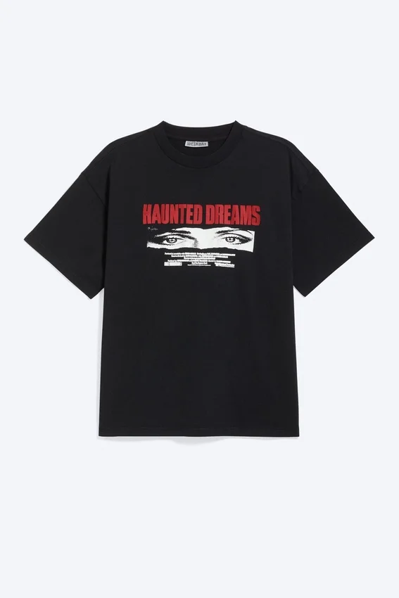 Boxy Printed Graphic T-Shirt – Black – Haunted Dreams Boxy Printed Graphic T-Shirt – Black – Haunted Dreams