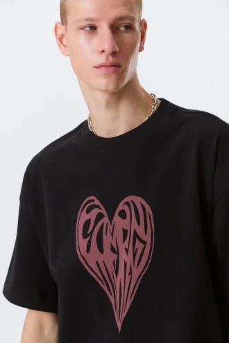Boxy Printed Graphic T-Shirt – Black – Heart of Energy