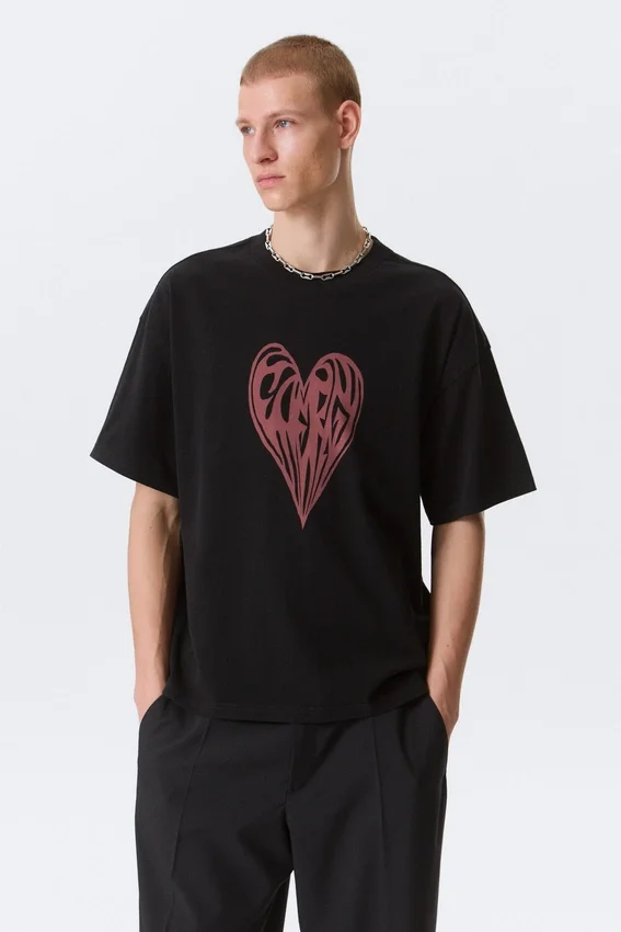 Boxy Printed Graphic T-Shirt – Black – Heart of Energy Boxy Printed Graphic T-Shirt – Black – Heart of Energy