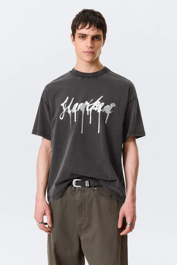Boxy Printed Graphic T-Shirt – Black – Heartbeat Boxy Printed Graphic T-Shirt – Black – Heartbeat