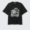 Boxy Printed Graphic T-Shirt – Black – Midnight