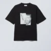 Boxy Printed Graphic T-Shirt – Black – Sparkle Faces