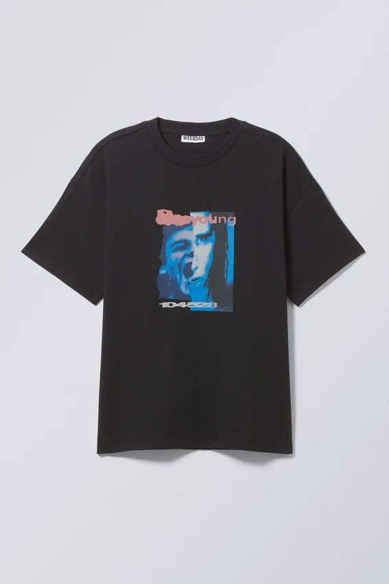 Boxy Printed Graphic T-Shirt – Black – Young Faces Boxy Printed Graphic T-Shirt – Black – Young Faces