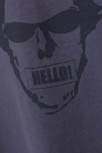 Boxy Printed Graphic T-Shirt – Dark Purple – Hello Man