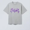 Boxy Printed Graphic T-Shirt – Grey Purple Print Boxy Printed Graphic T-Shirt – Grey Purple Print