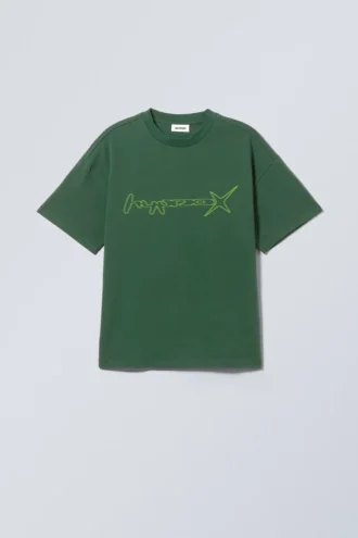 Boxy Printed Graphic T-Shirt – Hypno Green