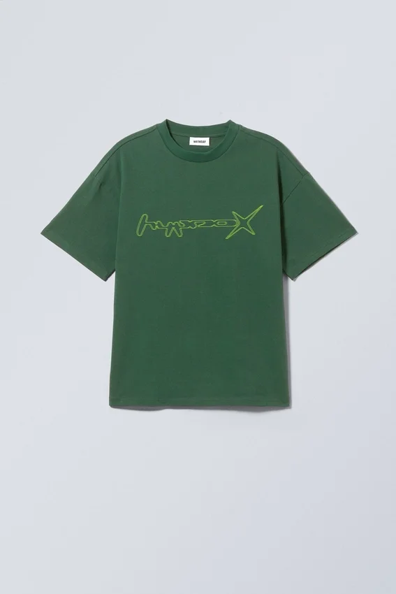 Boxy Printed Graphic T-Shirt – Hypno Green Boxy Printed Graphic T-Shirt – Hypno Green