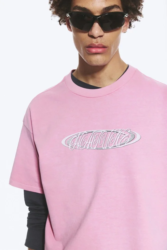 Boxy Printed Graphic T-Shirt – Pink Boxy Printed Graphic T-Shirt – Pink