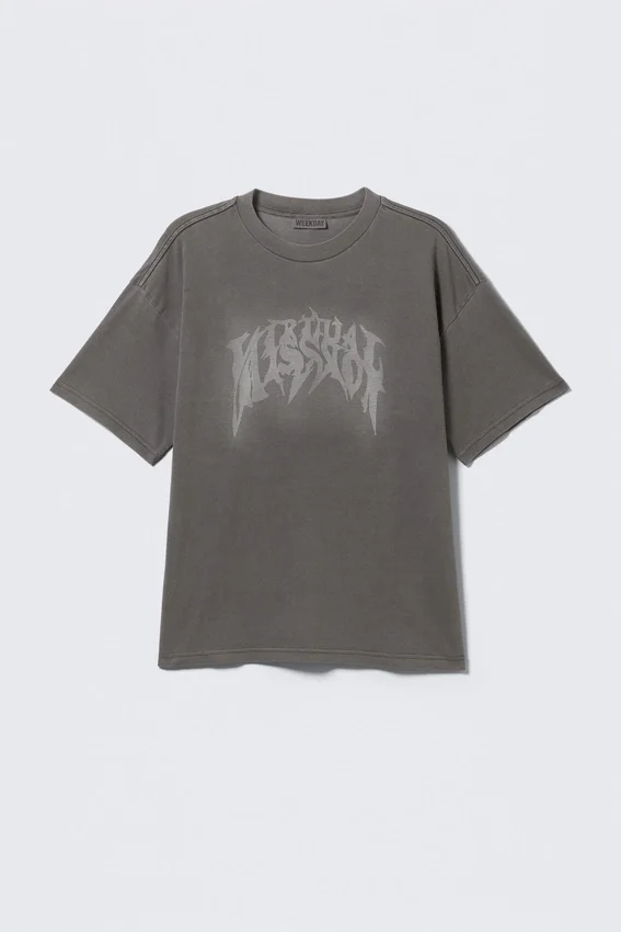 Boxy Printed Graphic T-Shirt – Washed Black – Mizzion Boxy Printed Graphic T-Shirt – Washed Black – Mizzion