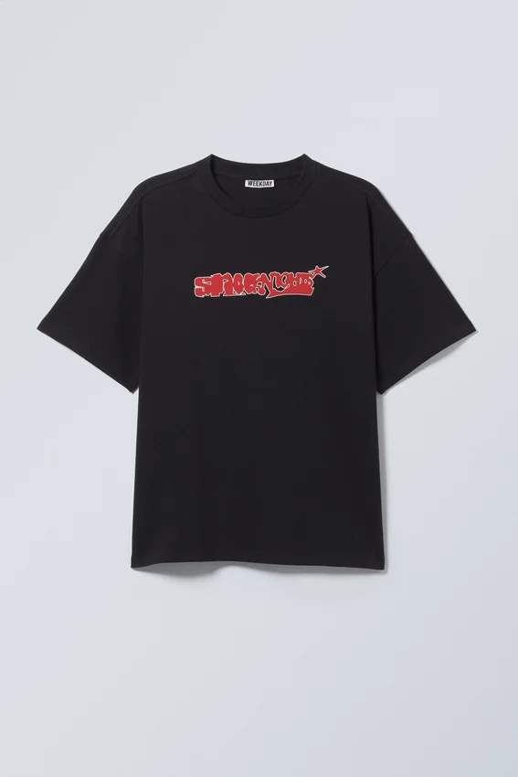 Boxy Printed Graphic T-Shirt – Washed Black – Space Knights Boxy Printed Graphic T-Shirt – Washed Black – Space Knights