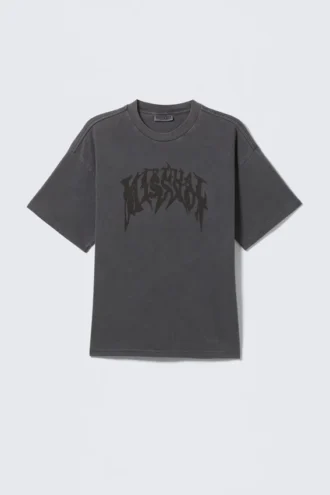 Boxy Printed Graphic T-Shirt – Washed Grey – Virtual Misson