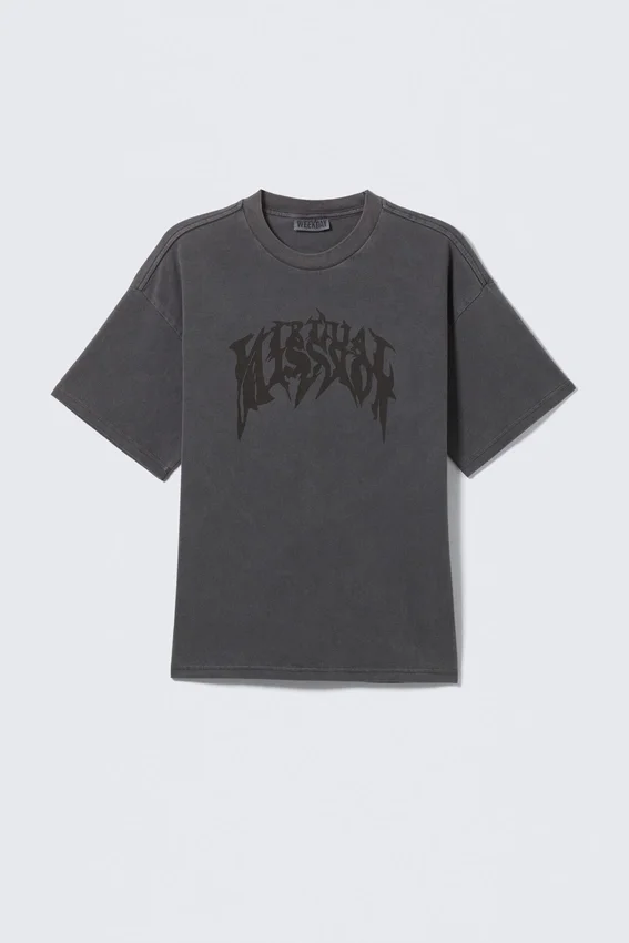 Boxy Printed Graphic T-Shirt – Washed Grey – Virtual Misson Boxy Printed Graphic T-Shirt – Washed Grey – Virtual Misson