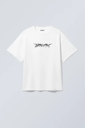 Boxy Printed Graphic T-Shirt – White – Dream Marker Logo