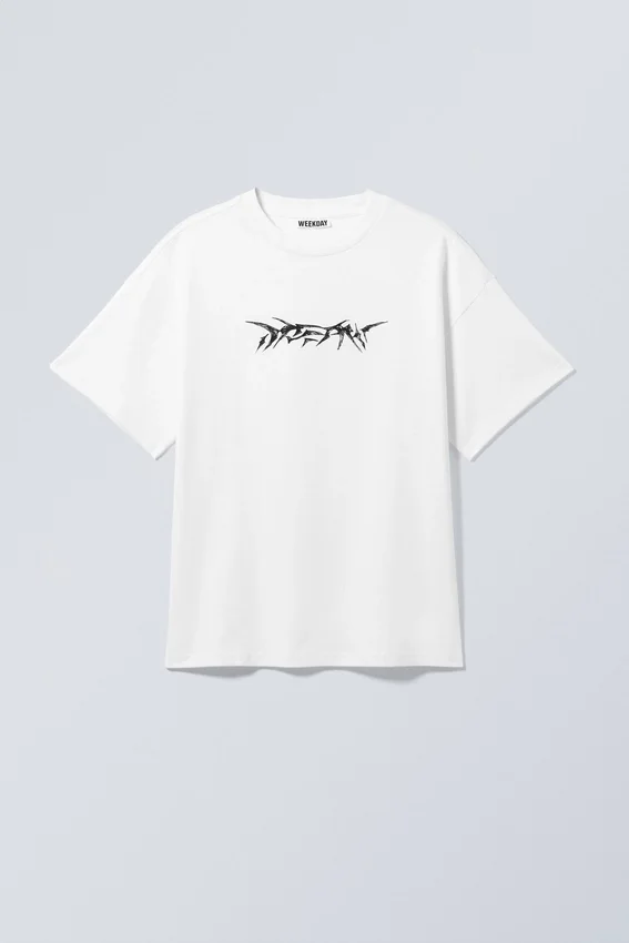 Boxy Printed Graphic T-Shirt – White – Dream Marker Logo Boxy Printed Graphic T-Shirt – White – Dream Marker Logo